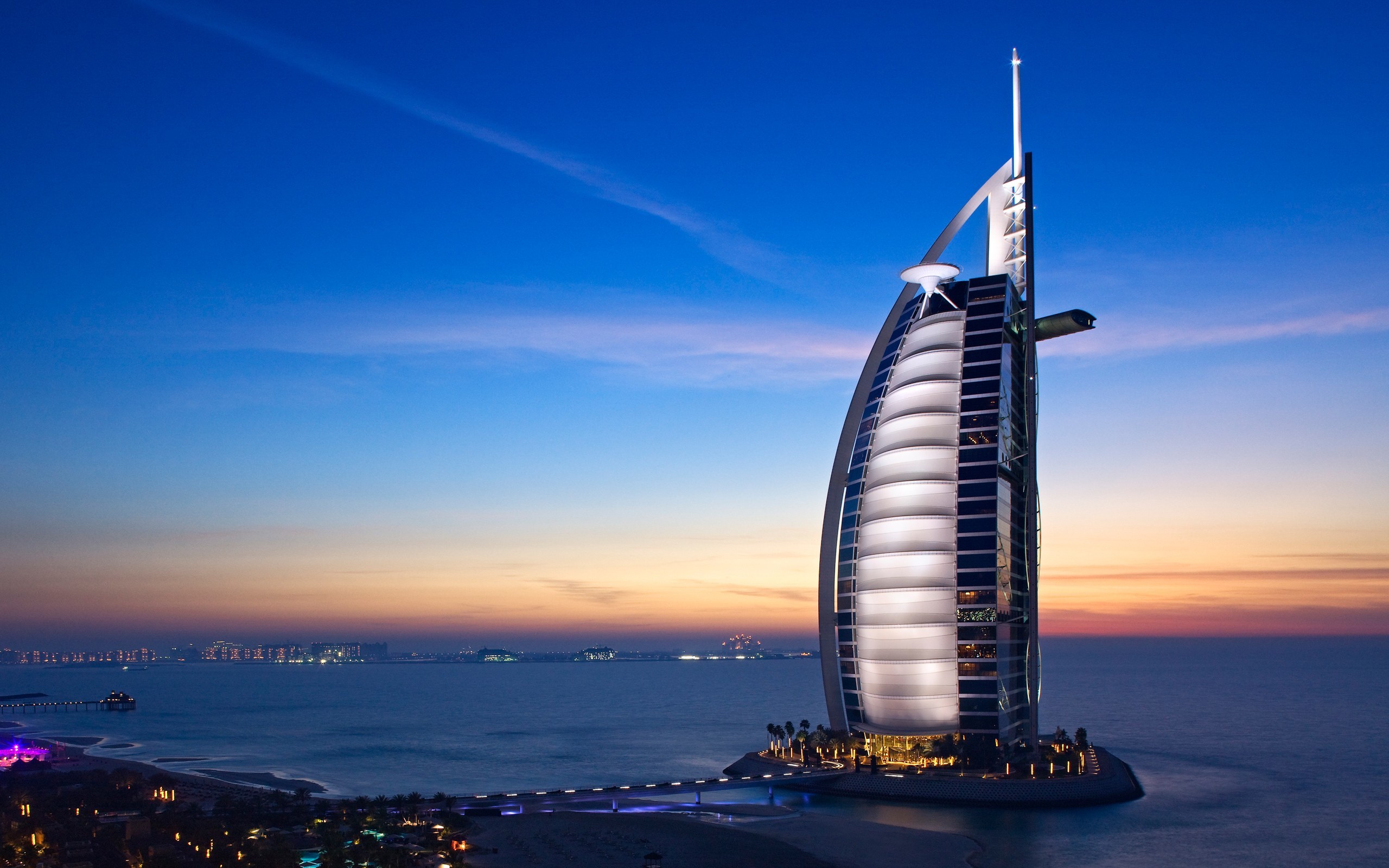 sea cityscape night architecture building sky vehicle skyscraper tower wind horizon Dubai dusk Burj Al Arab ocean landmark 153512